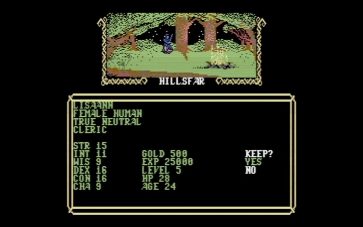 Advanced Dungeons & Dragons Hillsfar Character Creation